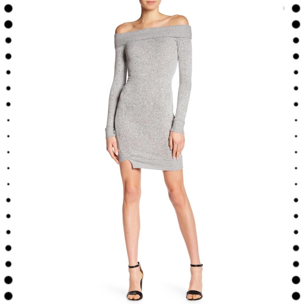 π3/&20 NWT William Rast Gray Off The Shoulder Dress - Picture 2 of 8